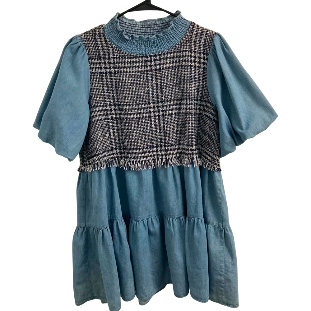 Zara Denim Tweed Mini Dress Size S